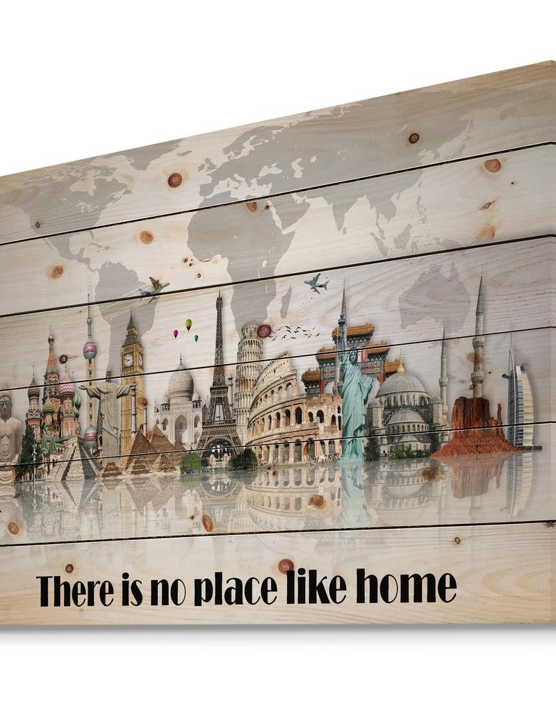 DesignQ There Is No Place Like Home. Word Tour - Textual Entrance Art On Wood Wall Art