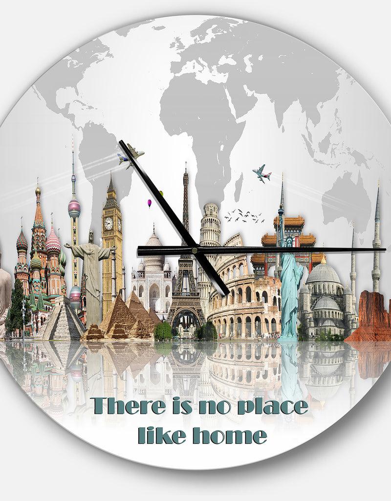 DesignQ There Is No Place Like Home World Tour - Oversized Quote Wall CLock