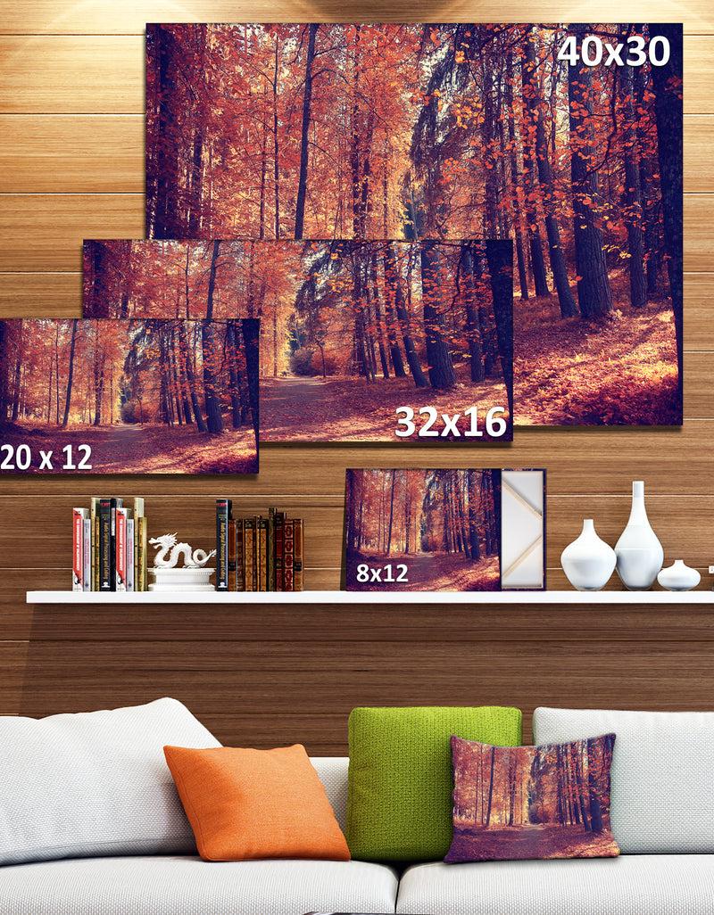 DesignQ Thick Woods In Colorful Fall Forest - Modern Forest Canvas Art