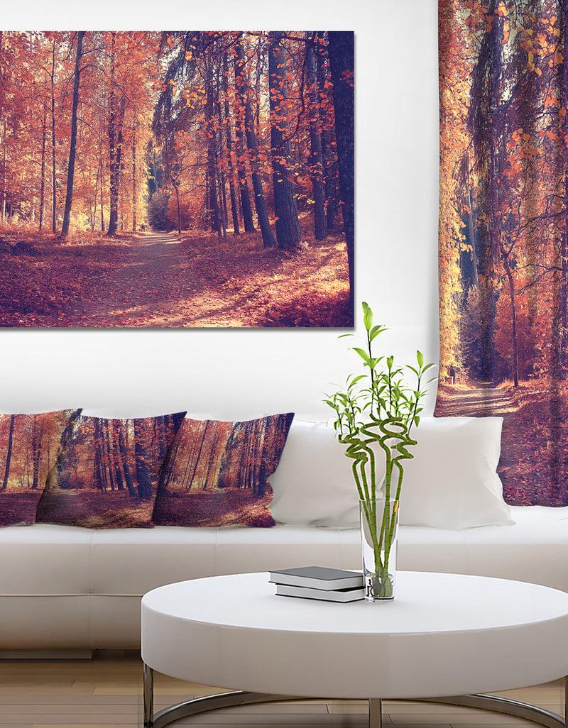 DesignQ Thick Woods in Colorful Fall Forest - Modern Forest Canvas Art