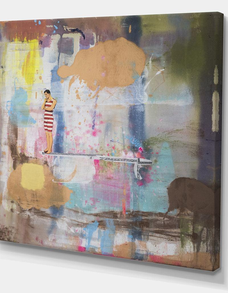 DesignQ Thinking Swimmer In Abstract Colorfields - Nautical & Coastal Canvas Wall Art