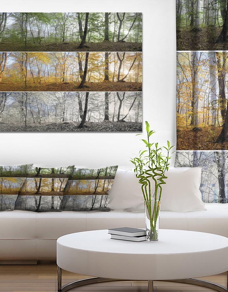 DesignQ Three Seasons Forest Panorama - Extra Large Landscape Canvas Art Print