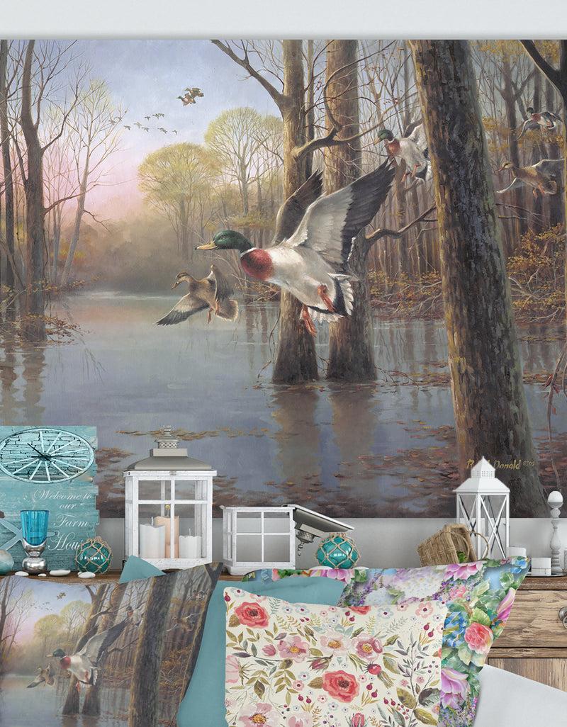 DesignQ Through the Timber - Lake House Canvas Wall Art