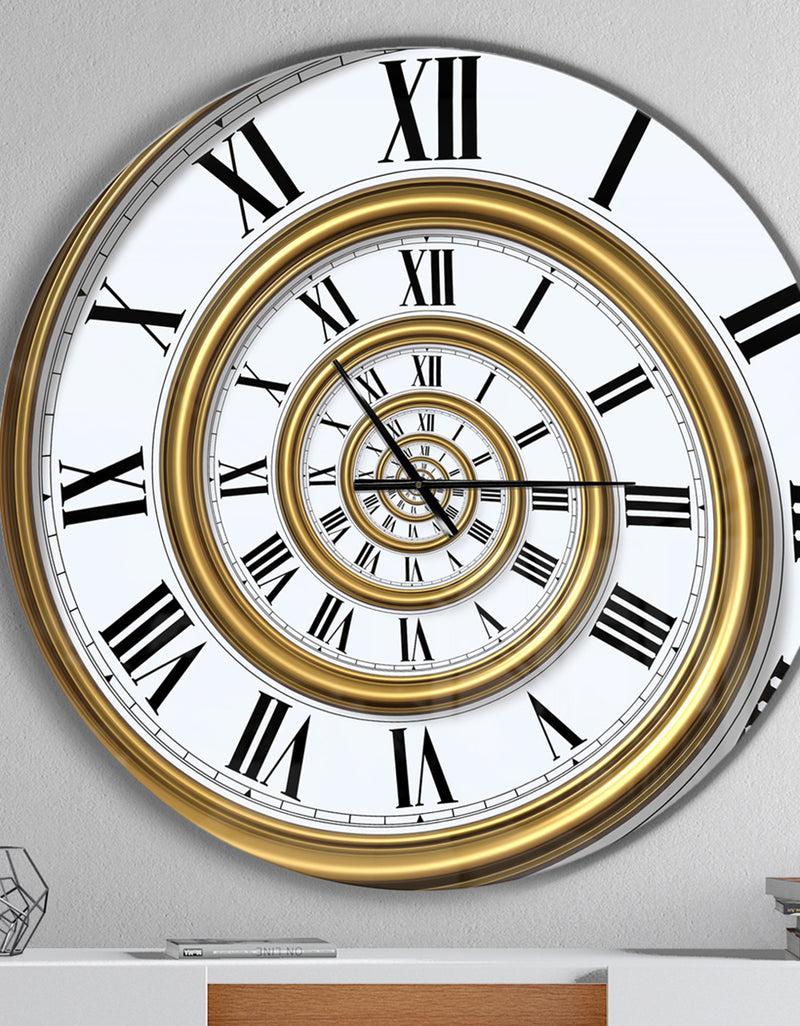 DesignQ Time Spiral in Antique Style - Oversized Contemporary Wall CLock