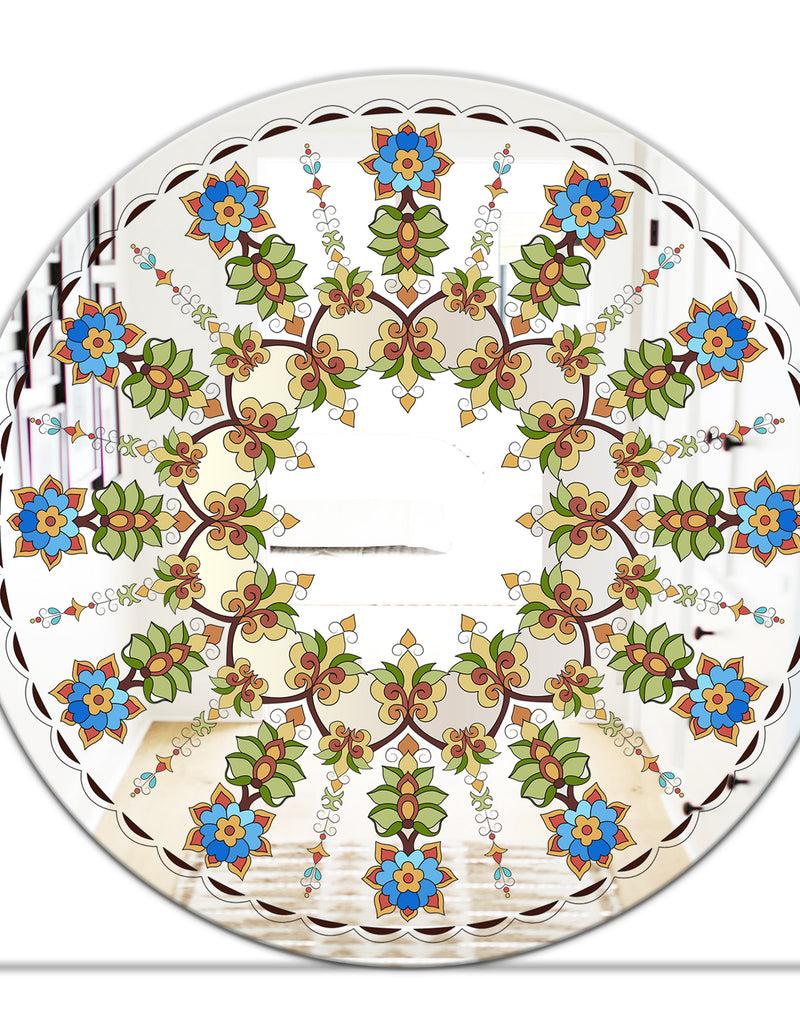 DesignQ Tiny Flower Pattern - Cabin And Lodge Mirror - Oval Or Round Wall Mirror