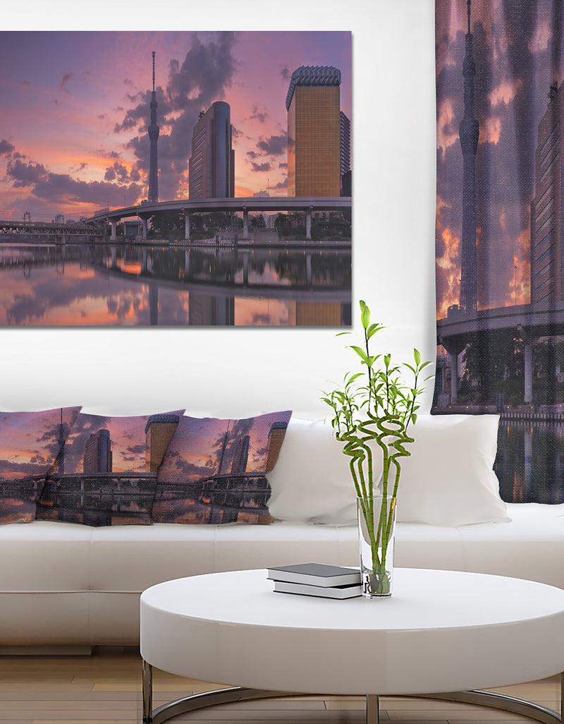 DesignQ Tokyo Sky Tree and Sumida River - Landscape Wall Art on Canvas