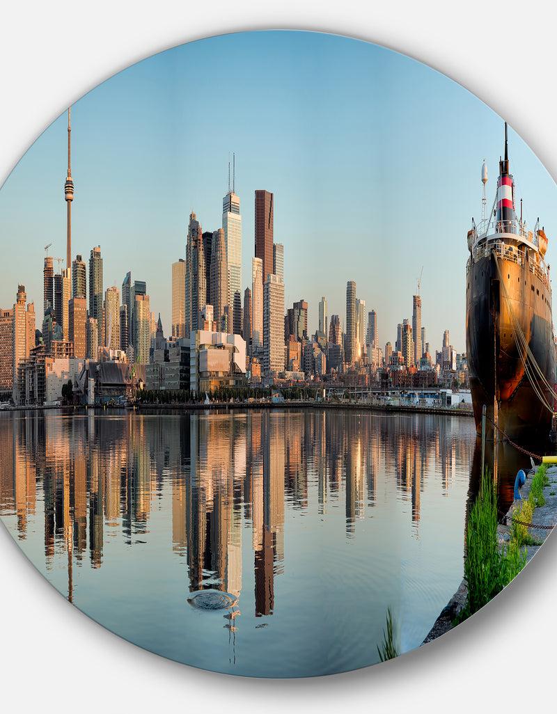 DesignQ Toronto City Skyline Panorama - Cityscape Photography Large Disc Metal Wall Art