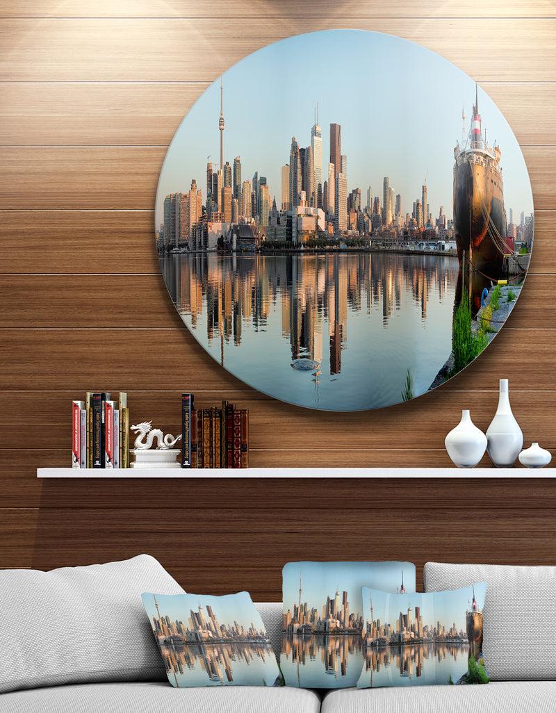 DesignQ Toronto City Skyline Panorama - Cityscape Photography Large Disc Metal Wall art