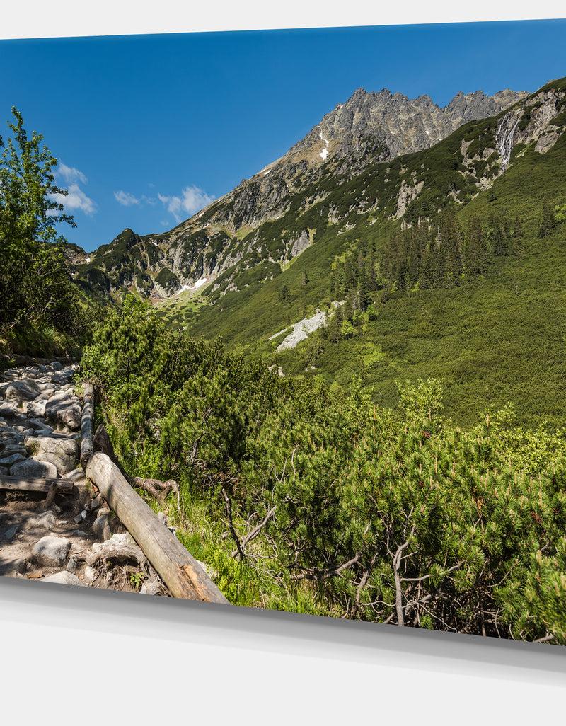 DesignQ Tourist Trail In High Mountains - Landscape Art Print Canvas