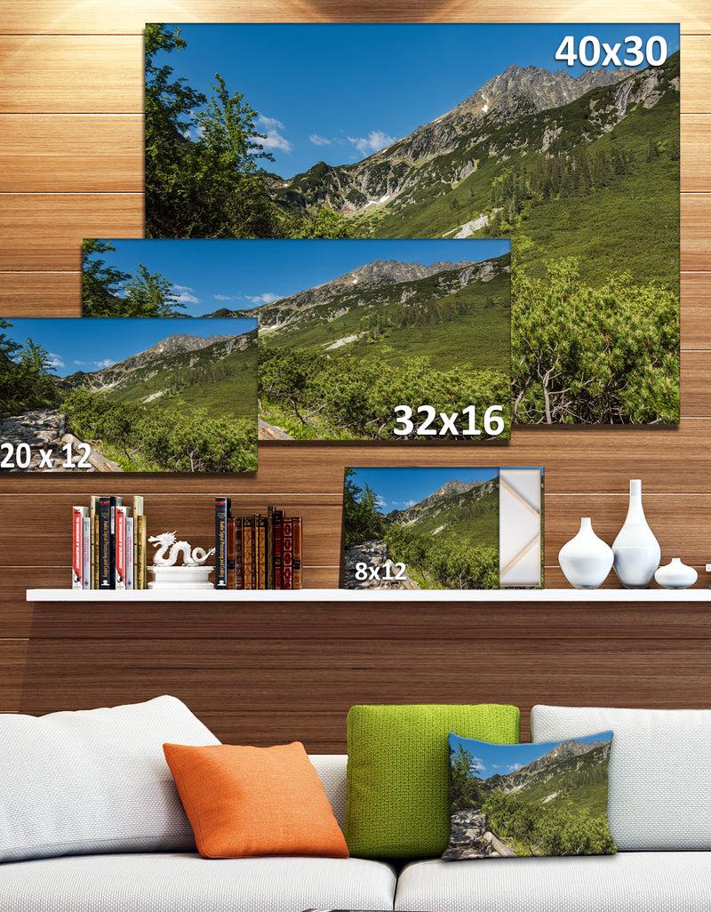 DesignQ Tourist Trail In High Mountains - Landscape Art Print Canvas