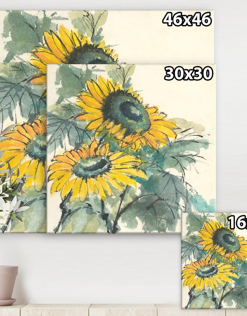 DesignQ Tradionnal Sunflower I - Cabin & Lodge Gallery-wrapped Canvas