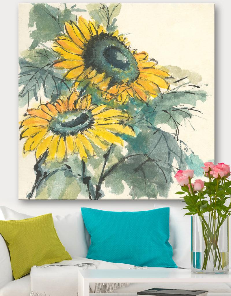 DesignQ Tradionnal Sunflower I - Cabin & Lodge Gallery-wrapped Canvas