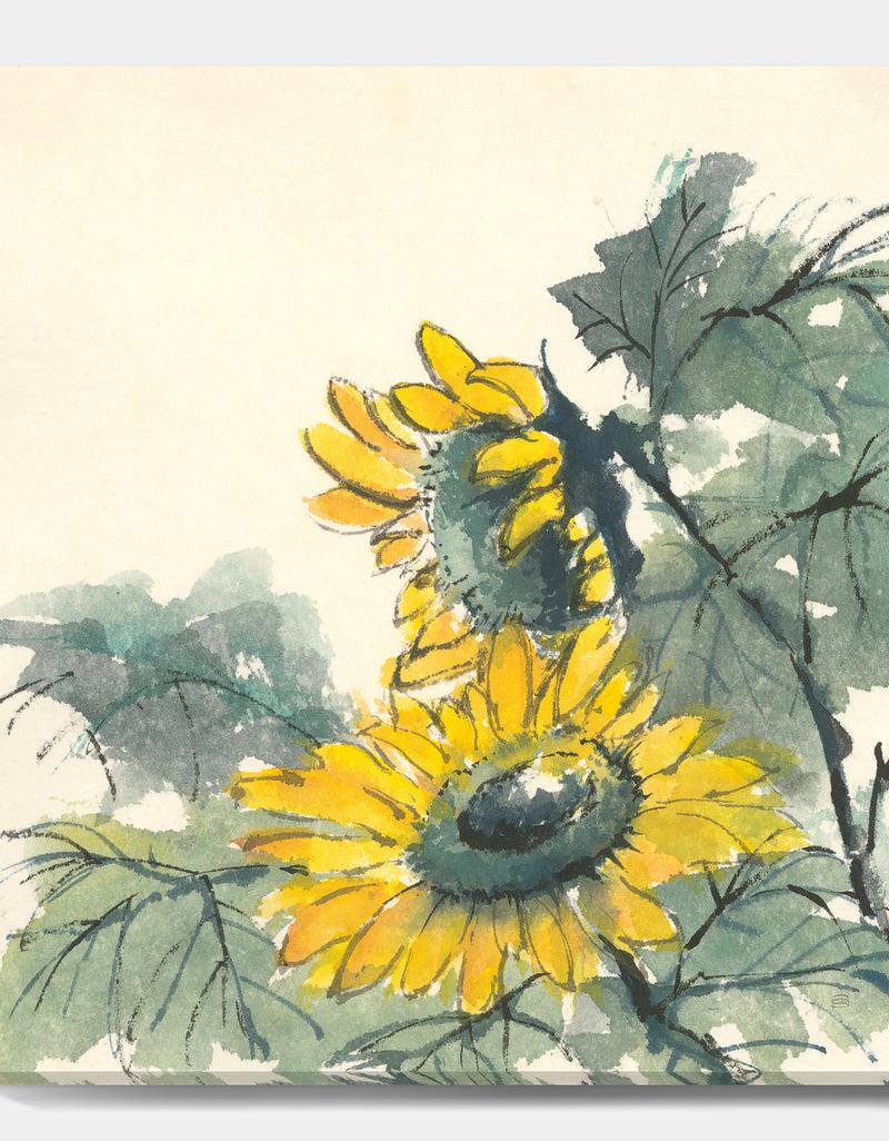 DesignQ Tradionnal Sunflower II - Cabin & Lodge Premium Canvas Wall Art