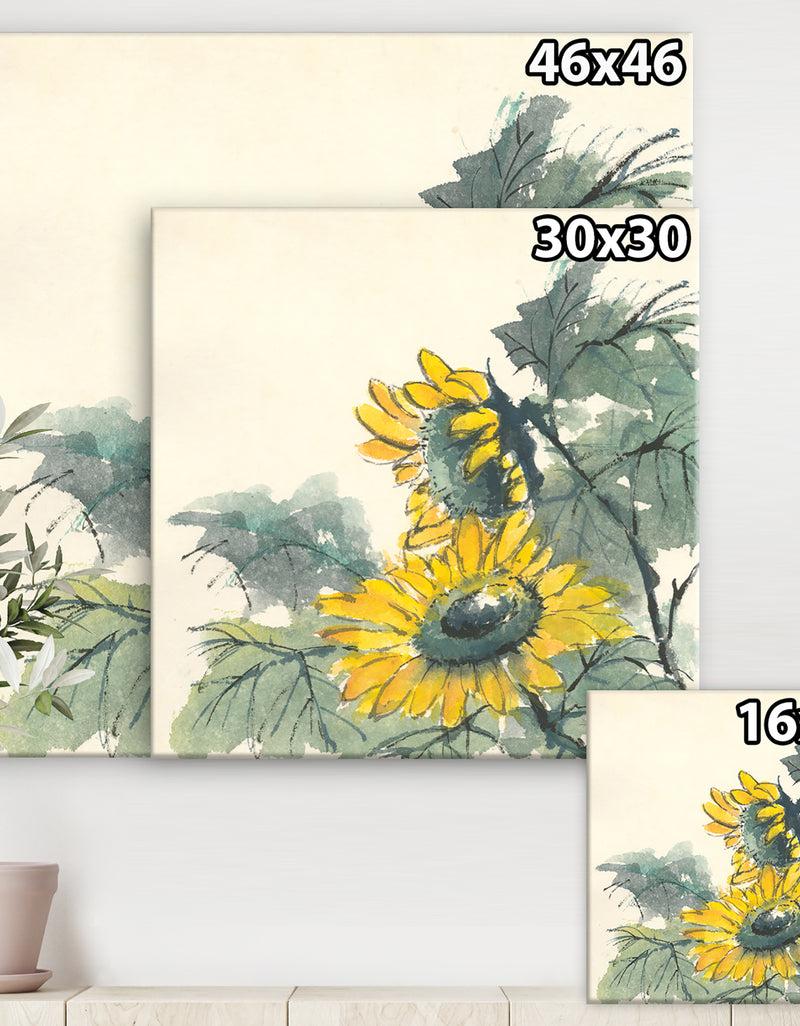 DesignQ Tradionnal Sunflower II - Cabin & Lodge Premium Canvas Wall Art