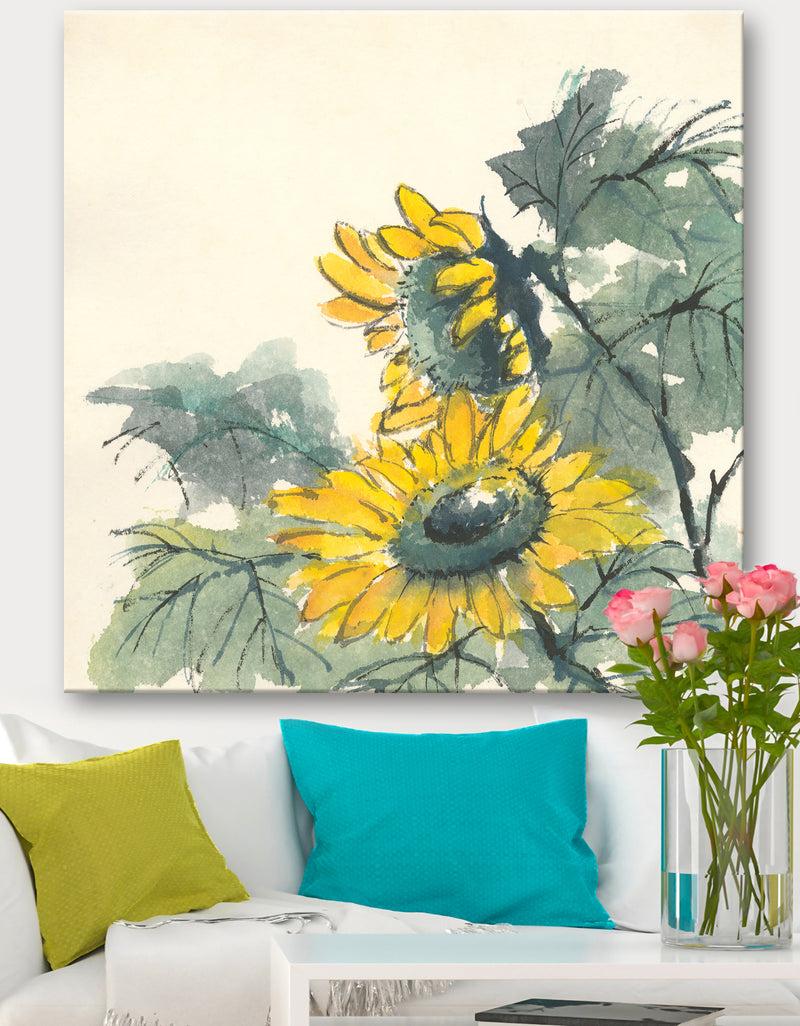 DesignQ Tradionnal Sunflower II - Cabin & Lodge Premium Canvas Wall Art