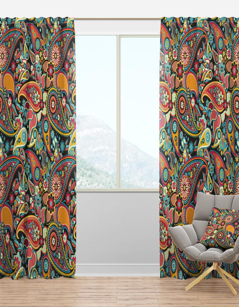 DesignQ Traditional Asian Elements Paisley - Bohemian & Eclectic Curtain Panels