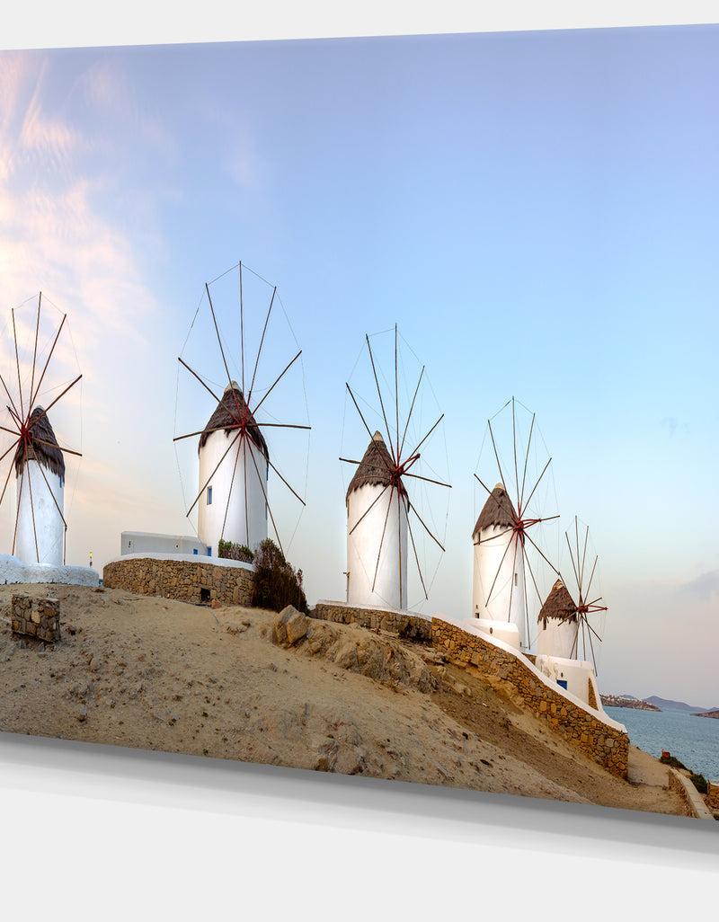 DesignQ Traditional Greek Windmills Panorama - Landscape Art Canvas Print