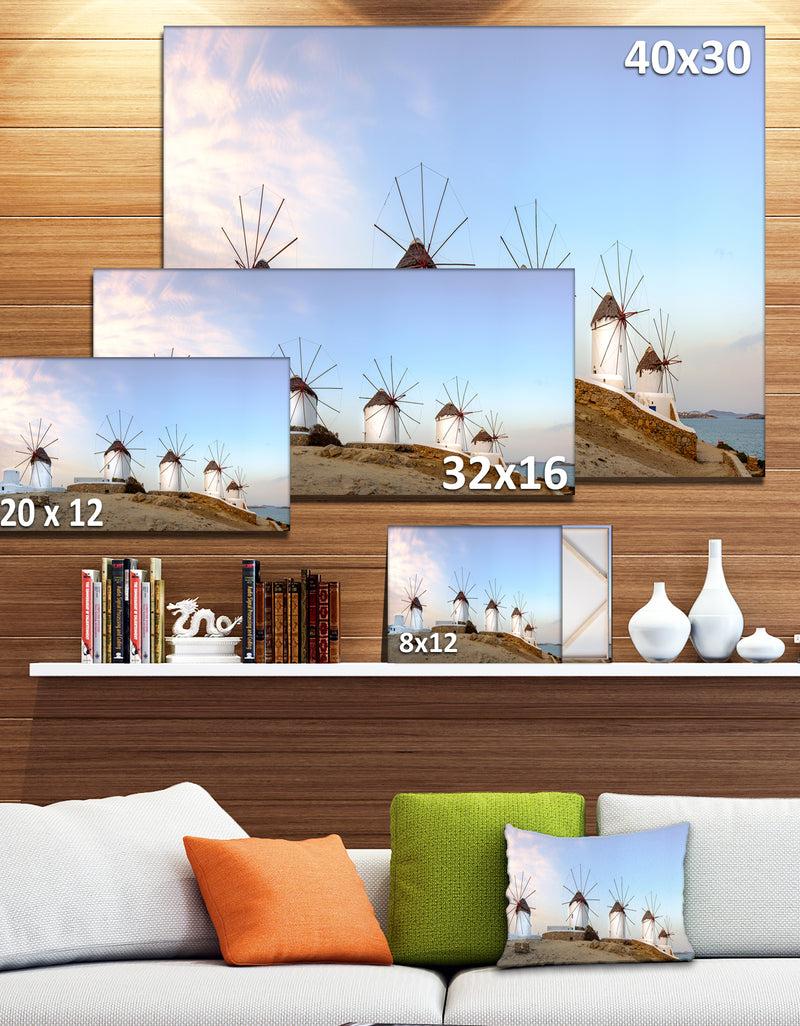 DesignQ Traditional Greek Windmills Panorama - Landscape Art Canvas Print