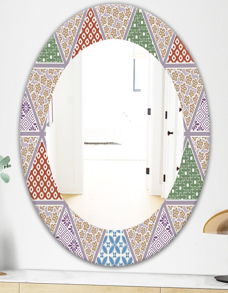 DesignQ Traditional Patterns - Mid-Century Mirror - Oval Or Round Wall Mirror