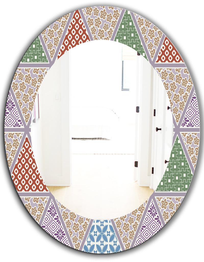 DesignQ Traditional Patterns - Mid-Century Mirror - Oval Or Round Wall Mirror