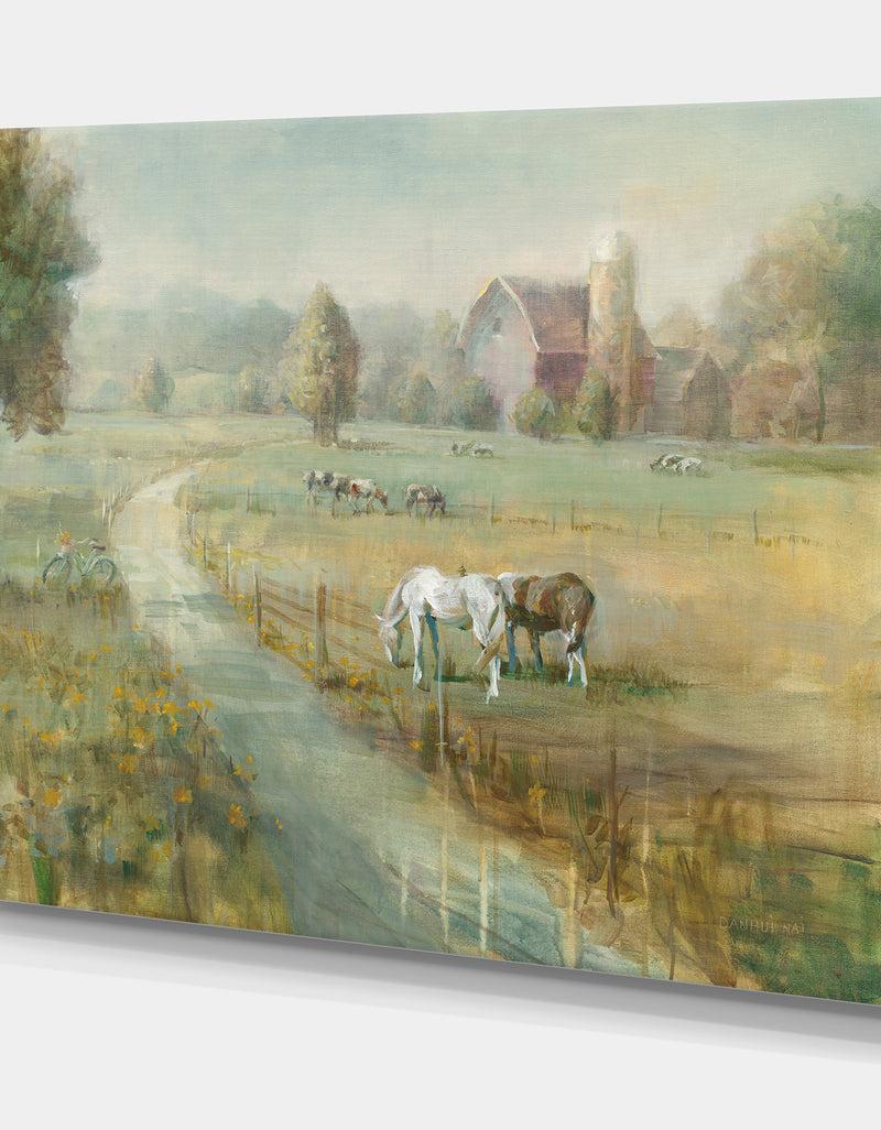 DesignQ Tranquil Country Field - Farmhouse Canvas Artwork