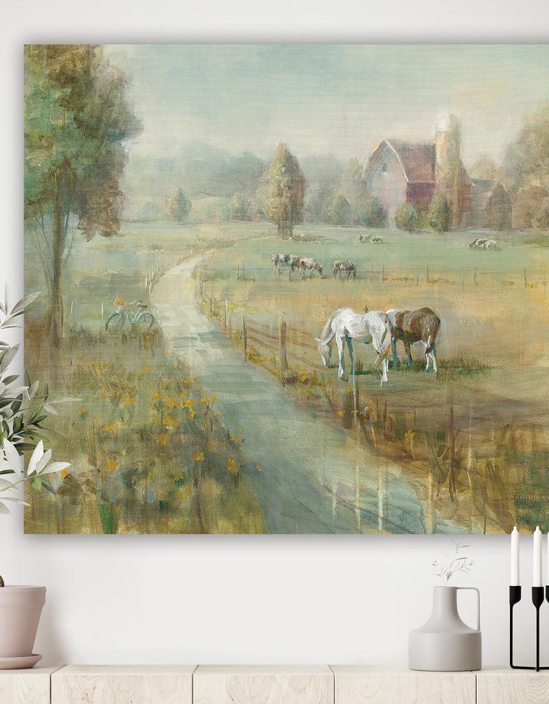 DesignQ Tranquil Country Field - Farmhouse Canvas Artwork