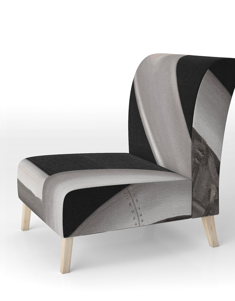 DesignQ Travel By Air Grey Plane - Upholstered Vintage Accent Chair