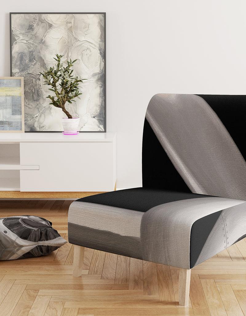 DesignQ Travel By Air Grey Plane - Upholstered Vintage Accent Chair