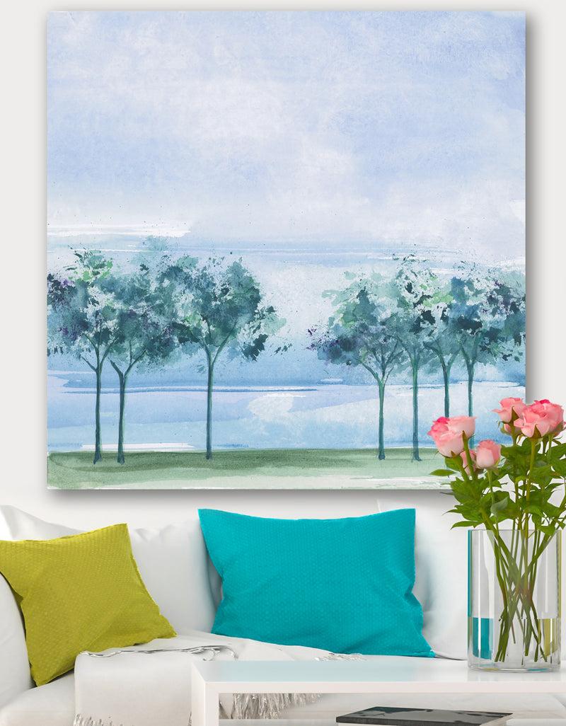DesignQ Tree Across the Lake - Traditional Premium Canvas Wall Art