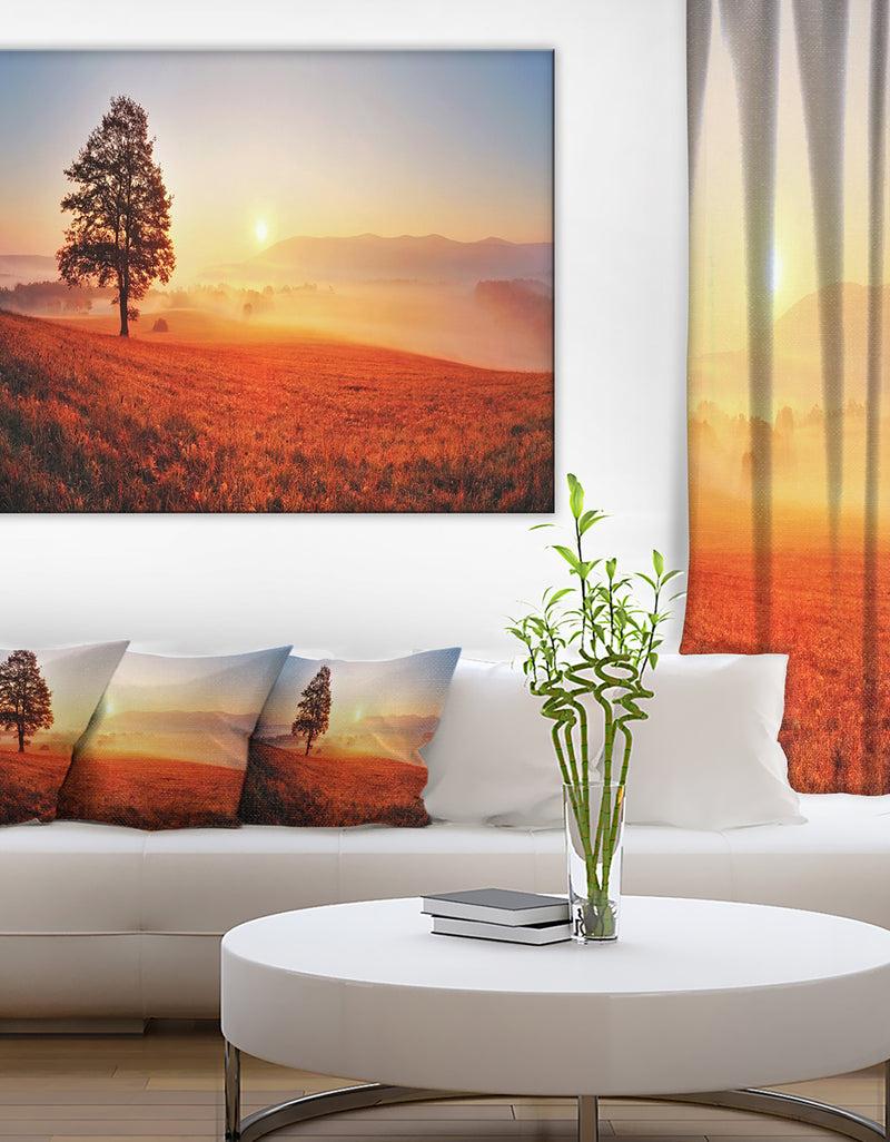 DesignQ Tree and Sun - Landscape Photography Canvas Art Print
