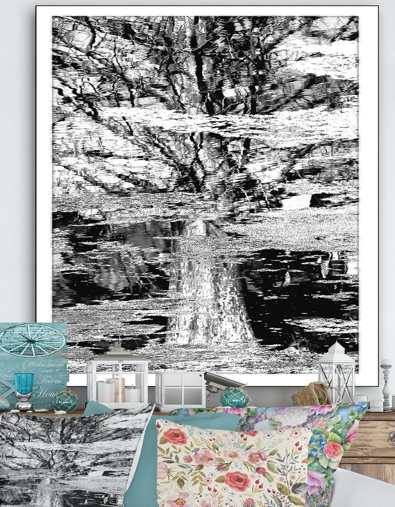 DesignQ Tree In Reflection And Algea - Cottage Premium Canvas Wall Art