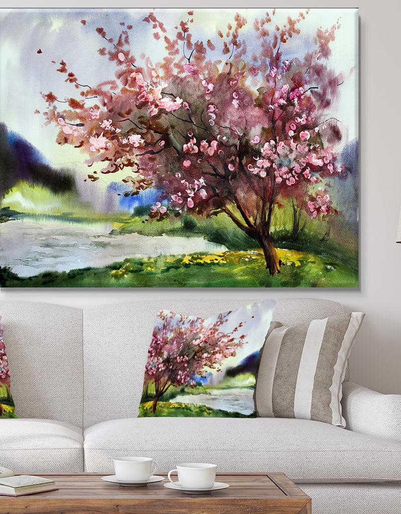 DesignQ Tree with Spring Flowers - Floral Canvas Art Print