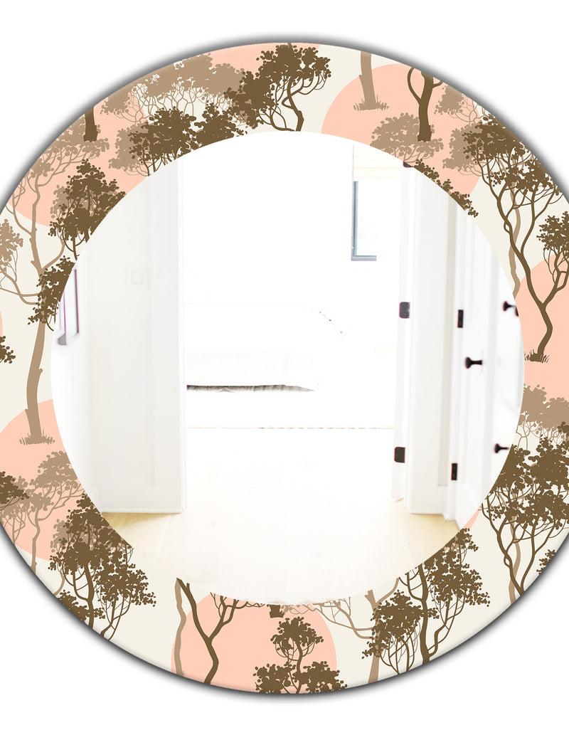 DesignQ Trees Under The Full Moon In Forest - Traditional Mirror - Oval Or Round Wall Mirror