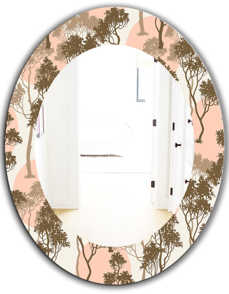 DesignQ Trees Under The Full Moon In Forest - Traditional Mirror - Oval Or Round Wall Mirror