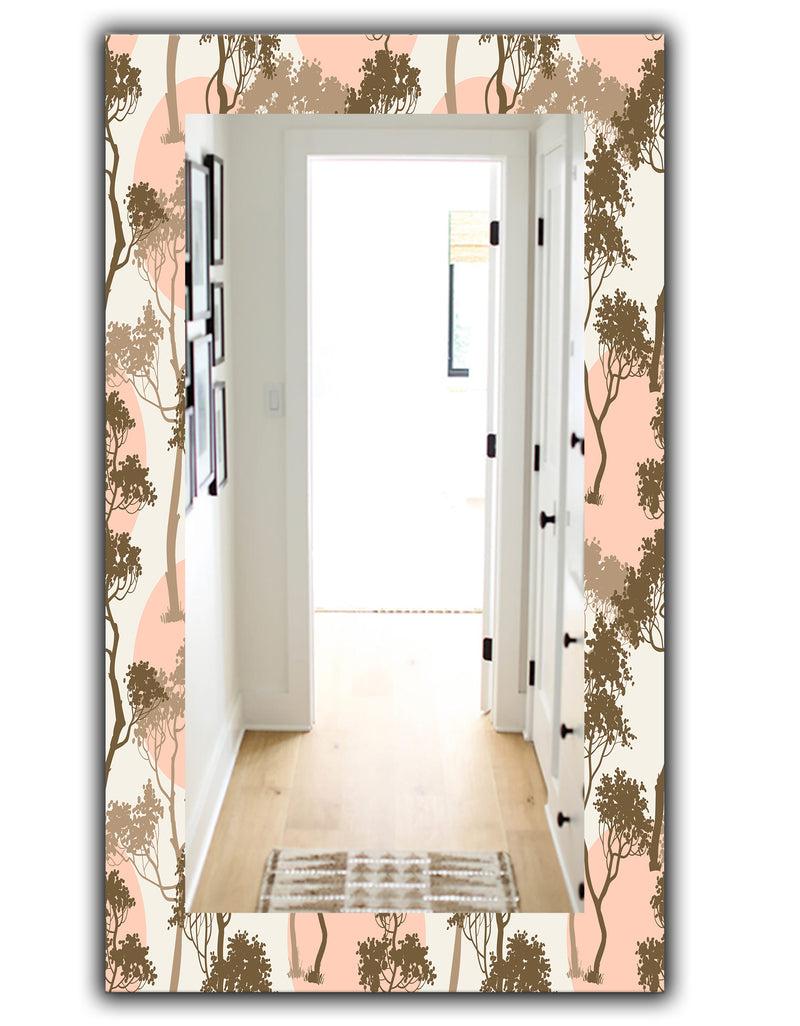 DesignQ Trees Under The Full Moon In Forest - Traditional Mirror - Vanity Mirror