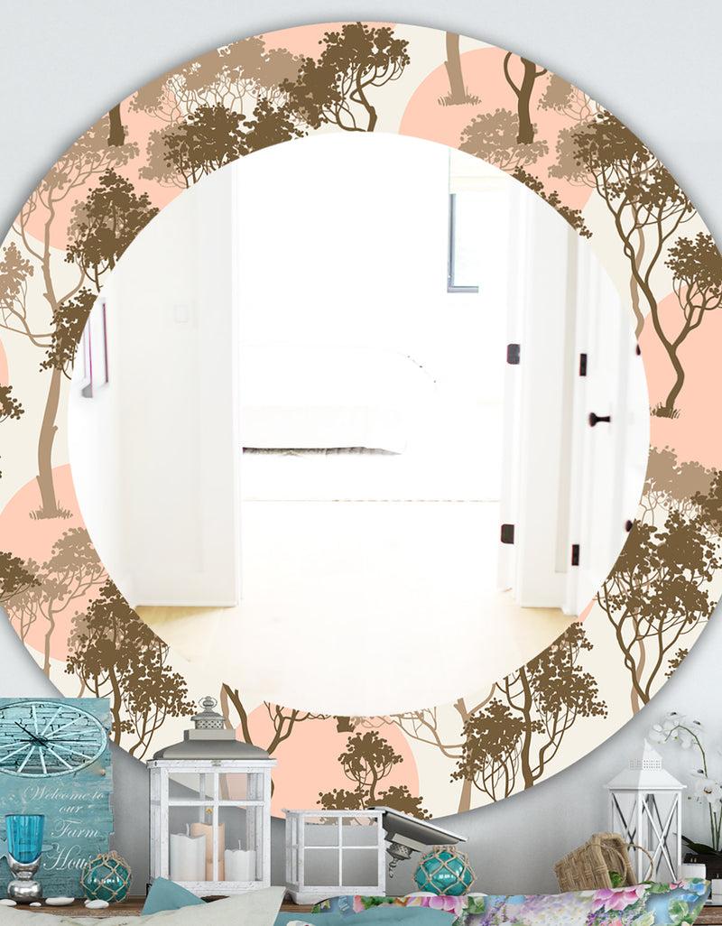 DesignQ Trees Under The Full Moon In Forest - Traditional Mirror - Oval or Round Wall Mirror