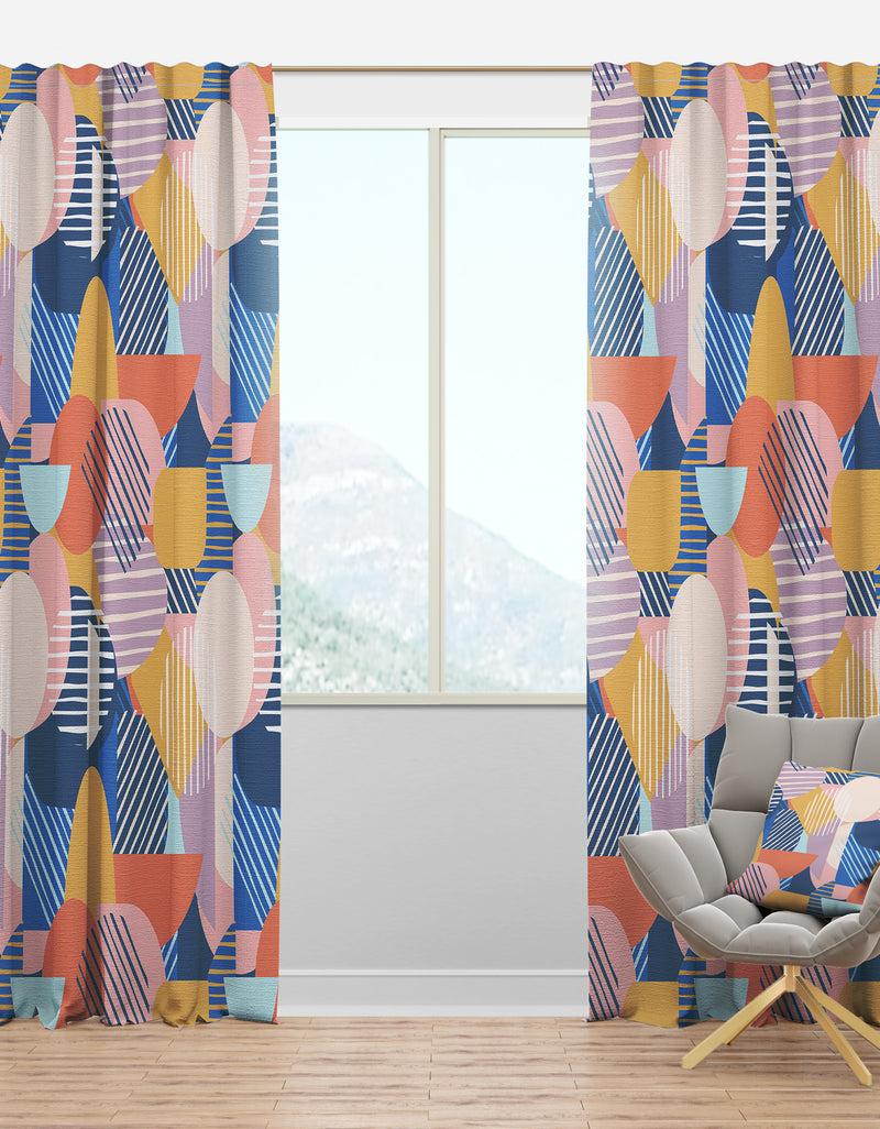 DesignQ Trendy Contemporary Geometry Shapes Pattern - Mid-Century Modern Curtain Panels