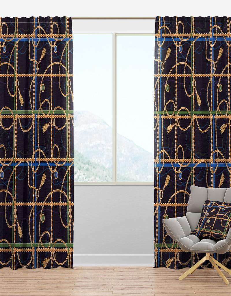 DesignQ Trendy Gold Chain Pattern - Mid-Century Modern Curtain Panels