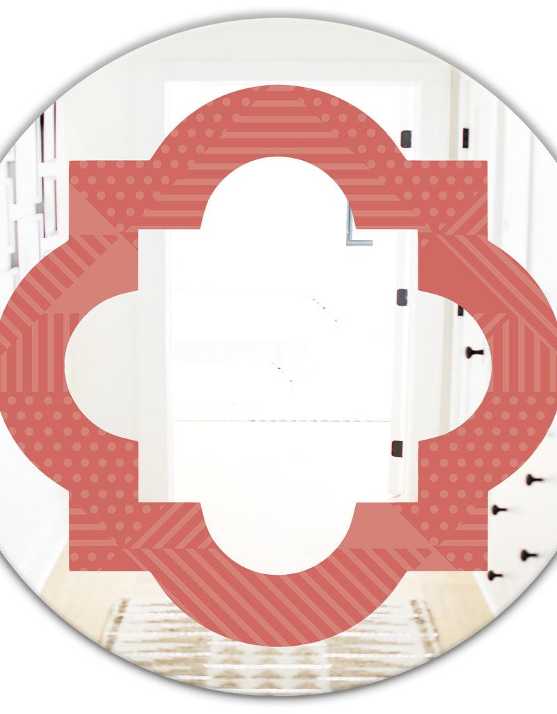 DesignQ Triangual Retro Coral Pattern - Modern Round Or Oval Wall Mirror - Quatrefoil