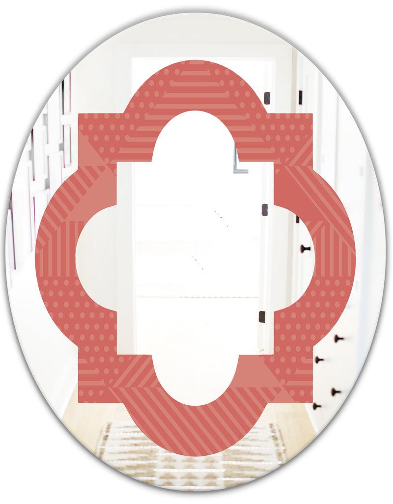 DesignQ Triangual Retro Coral Pattern - Modern Round Or Oval Wall Mirror - Quatrefoil