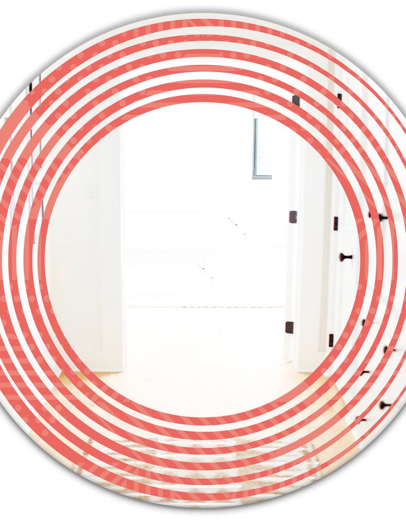 DesignQ Triangual Retro Coral Pattern - Modern Round Or Oval Wall Mirror - Wave