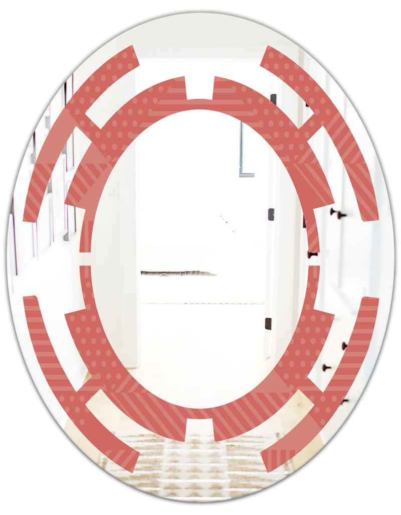 DesignQ Triangual Retro Coral Pattern - Modern Round Or Oval Wall Mirror - Space