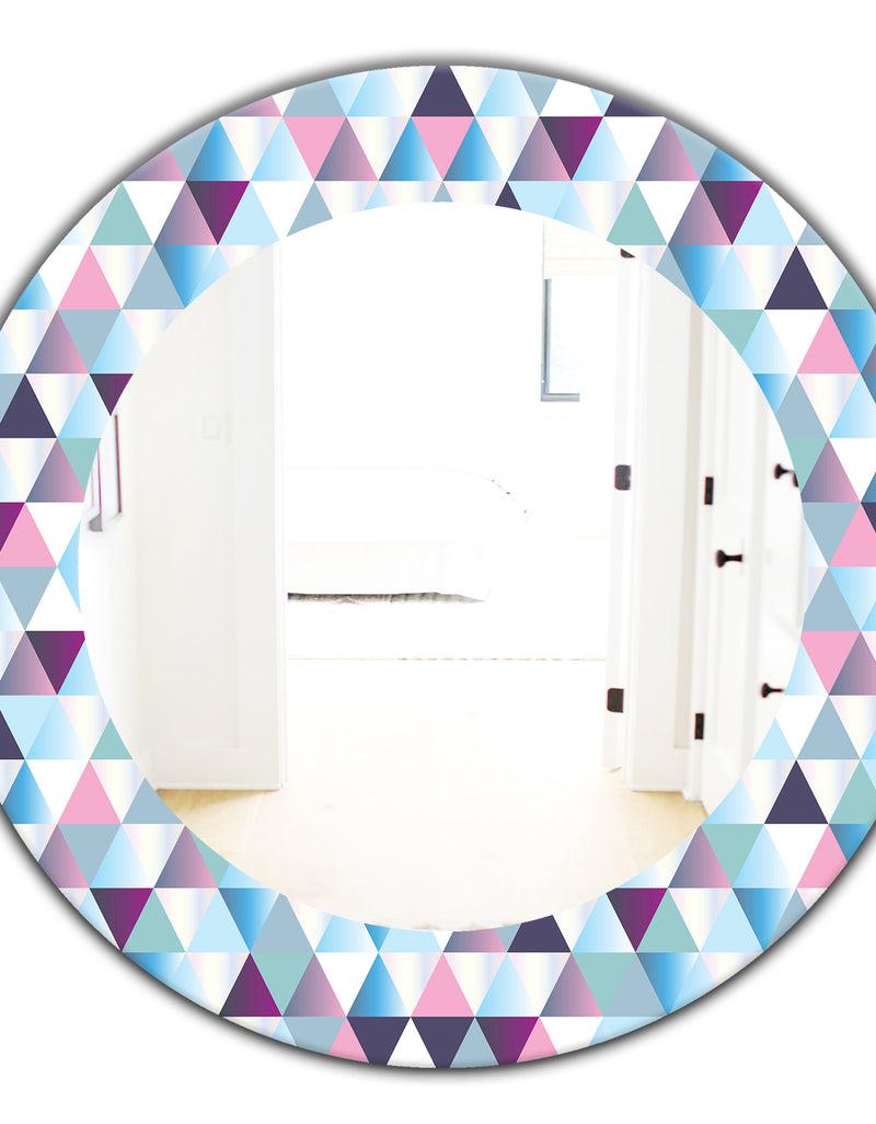 DesignQ Triangular Colourfields 13 - Modern Mirror - Oval Or Round Wall Mirror