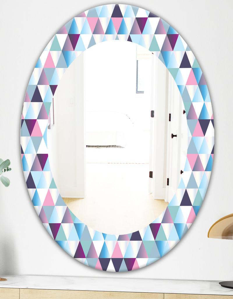 DesignQ Triangular Colourfields 13 - Modern Mirror - Oval Or Round Wall Mirror
