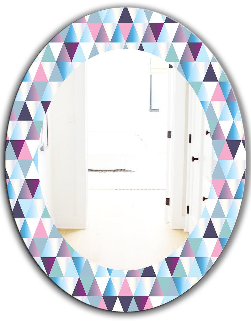 DesignQ Triangular Colourfields 13 - Modern Mirror - Oval Or Round Wall Mirror