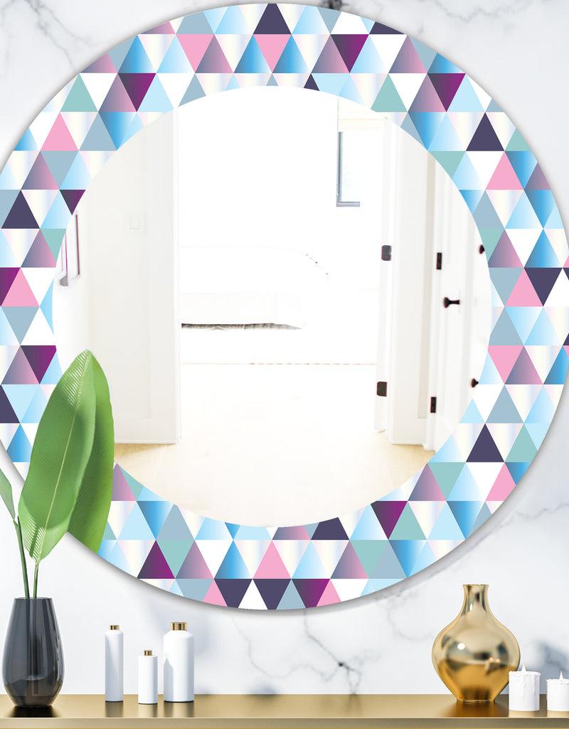 DesignQ Triangular Colourfields 13 - Modern Mirror - Oval or Round Wall Mirror