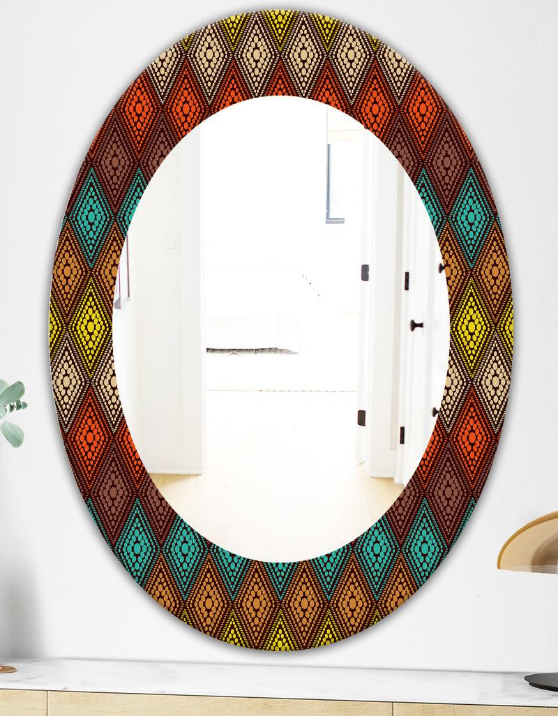 DesignQ Triangular Colourfields 14 - Modern Mirror - Oval Or Round Wall Mirror
