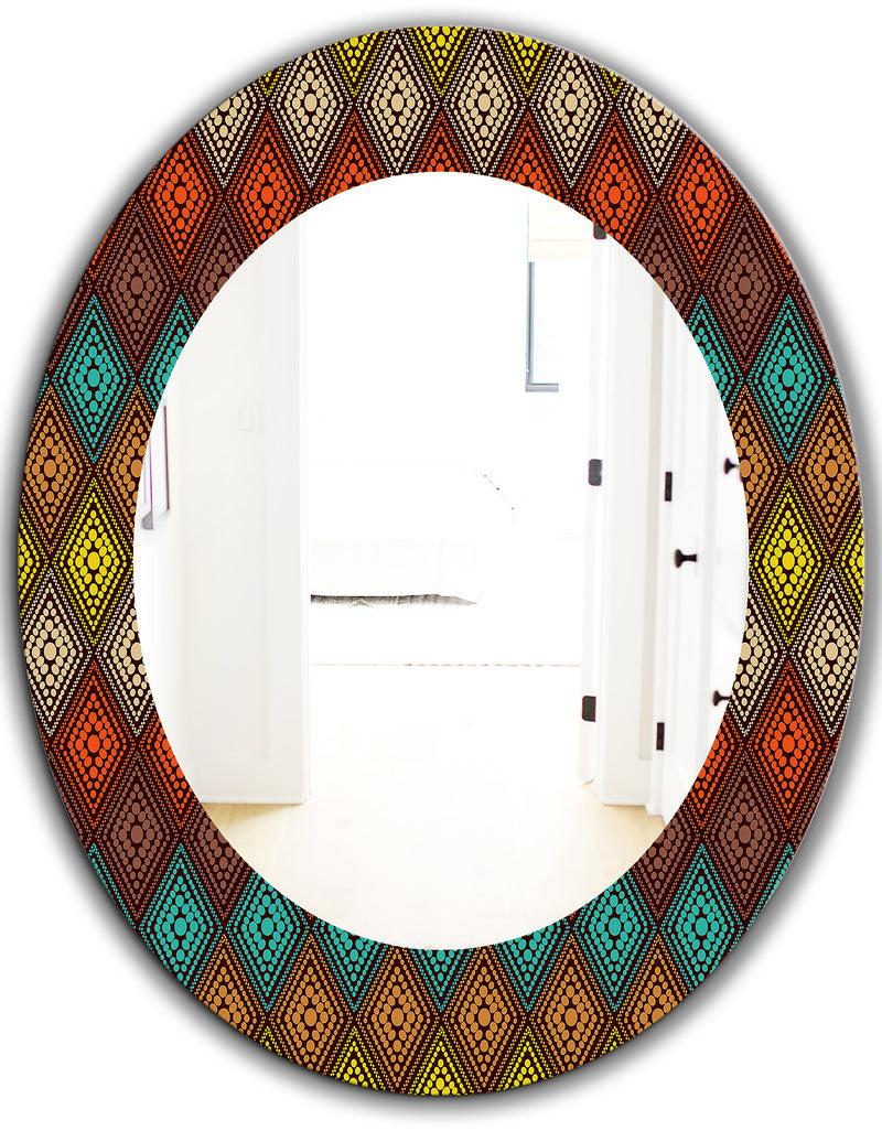 DesignQ Triangular Colourfields 14 - Modern Mirror - Oval Or Round Wall Mirror
