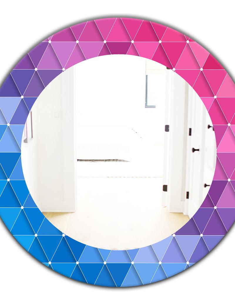 DesignQ Triangular Colourfields 15 - Modern Mirror - Oval Or Round Wall Mirror