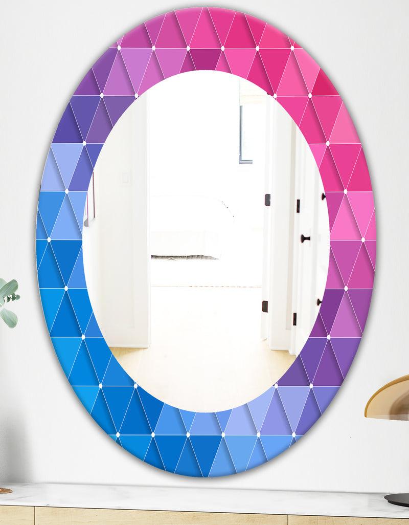 DesignQ Triangular Colourfields 15 - Modern Mirror - Oval Or Round Wall Mirror